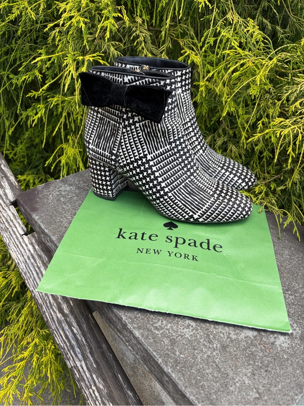 kate spade New York Calf Hair Bow Ankle Boots